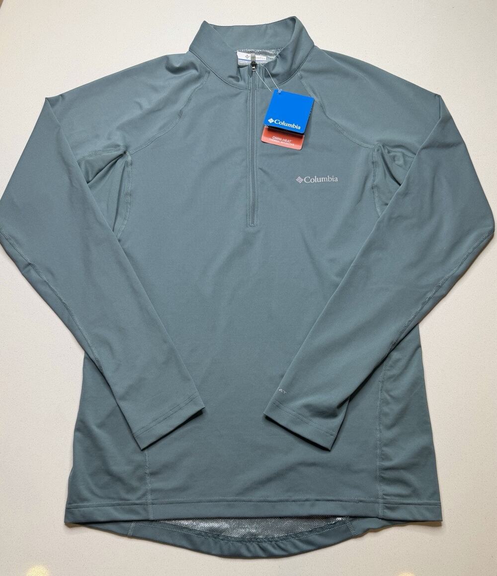 Columbia Men's Narrows Pointe Zip Mock Metal Size L Gray Green